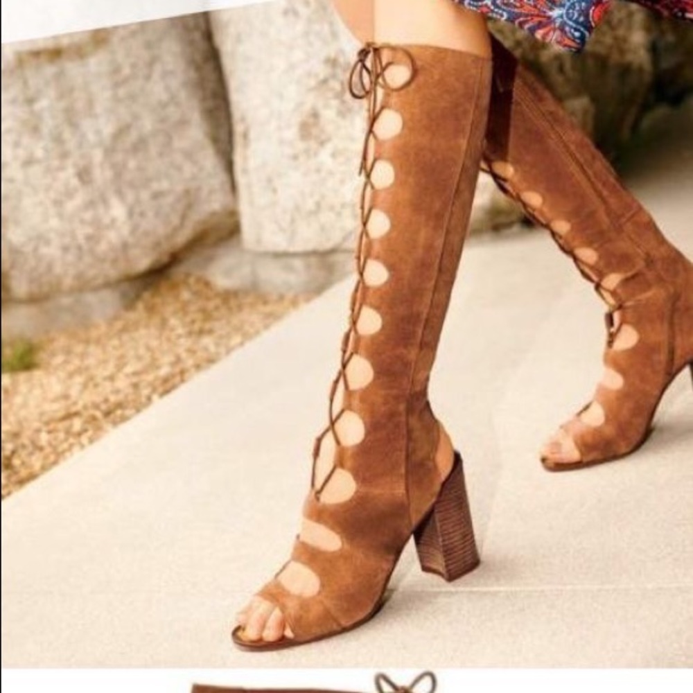 Heeled knee high sandals
